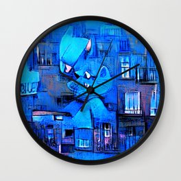 Blue Cat Wall Clock | Kitty, Beryl, Kitten, Animal, Pet, Ultramarine, Azure, Funny, Blue, Indigo 