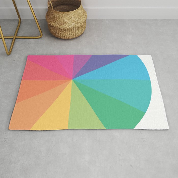 Minimal Simple Colourful Rainbow Circle Design Rug