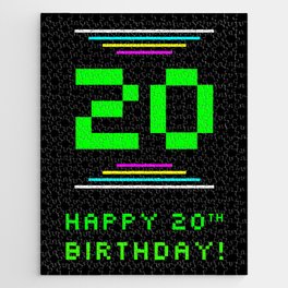 [ Thumbnail: 20th Birthday - Nerdy Geeky Pixelated 8-Bit Computing Graphics Inspired Look Jigsaw Puzzle ]
