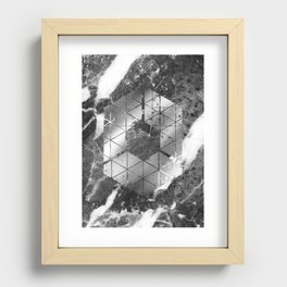 Elegant Marble Silver Hexagon Recessed Framed Print