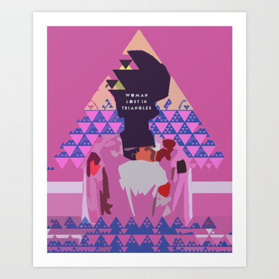 Woman Lost in Triangles Art Print