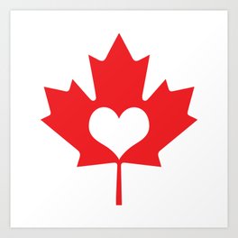 Canada Day Maple and Heart Art Print
