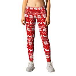 Basset Hound Silhouettes Christmas Holiday Pattern Leggings