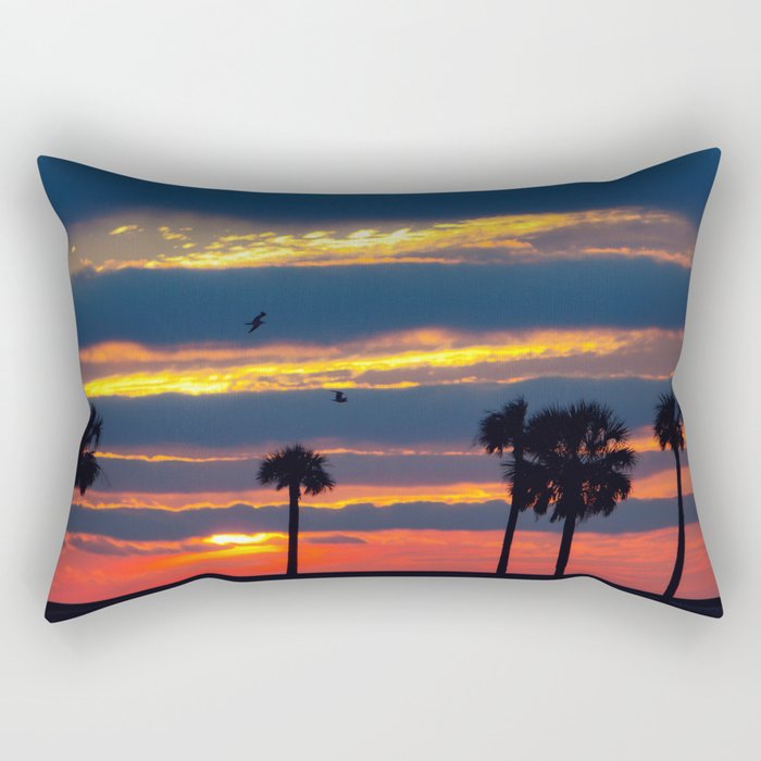 Palm Tree Sunset Rectangular Pillow