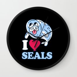I Love Seals Cute Seal Animal Heart Wall Clock