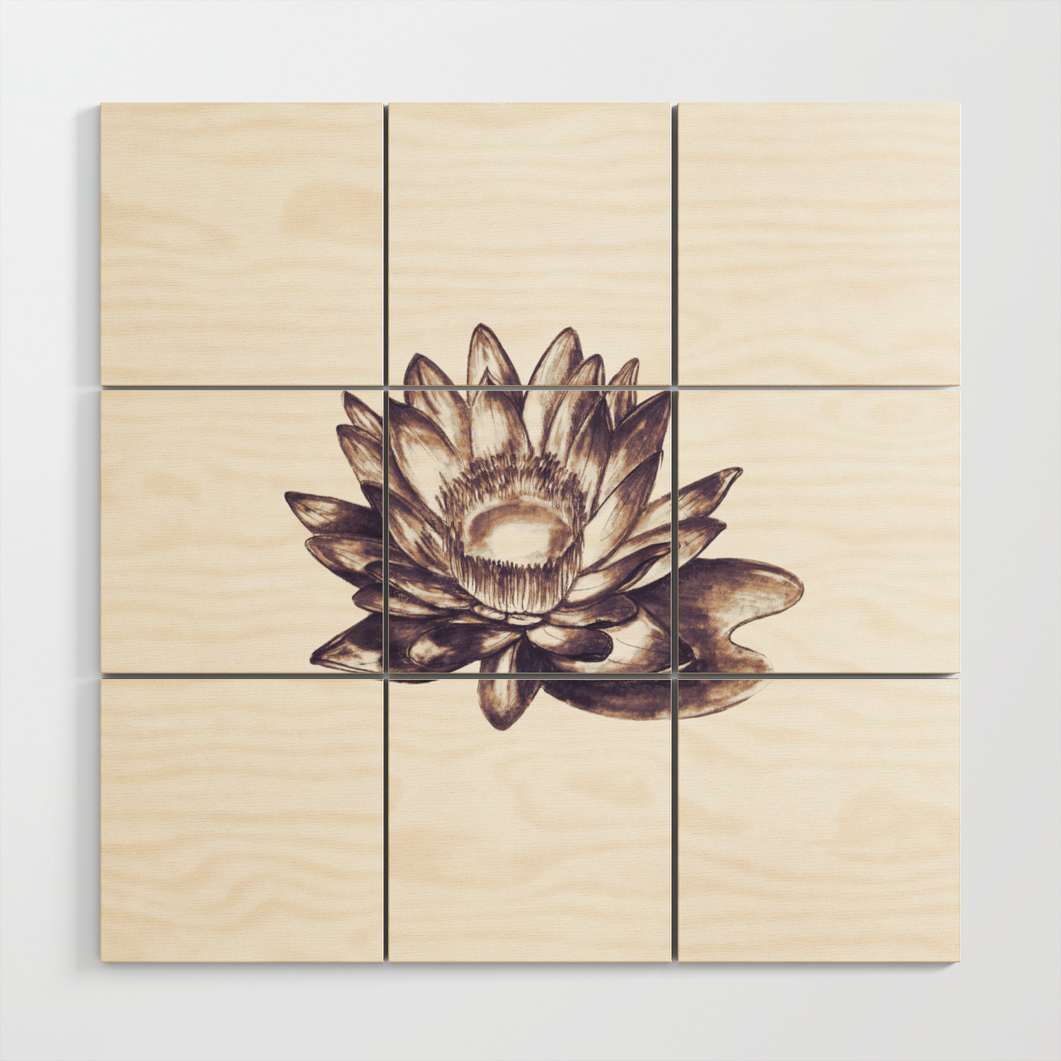 Lilly Loto Flower Draw Wood Wall Art By Carolsalazar Society6