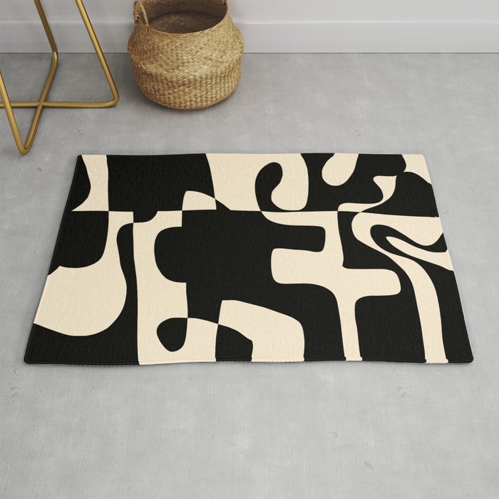Solidarity - Minimal Abstract in Black and Cream Rug