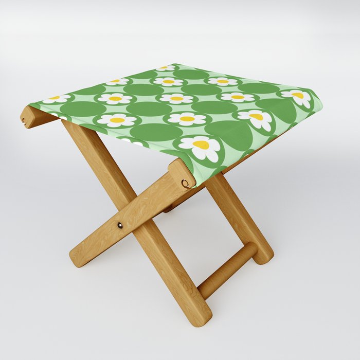 60's Bright Summer | Green Polka Dot Flower Folding Stool