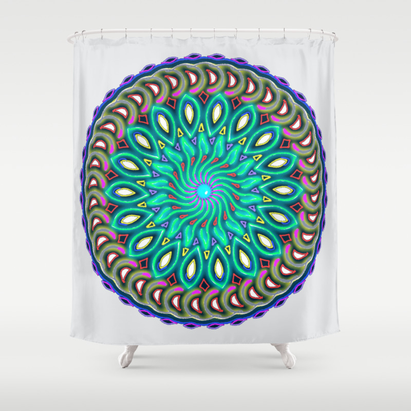 Magic Circle Bluish Green Shower Curtain By Celiariani Society6 Magic Circle Bluish Green Shower