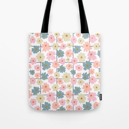 Floral Grid Tote Bag