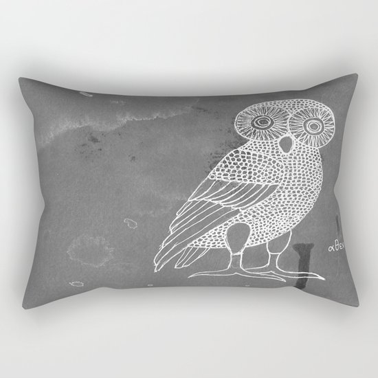 ATHENA'S OWL IN GREY BACKGROUND Rectangular Pillow