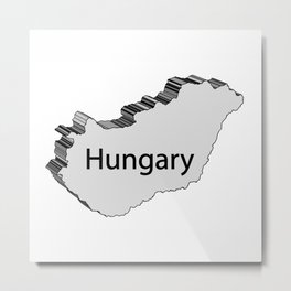 Hungary 3D Map Metal Print