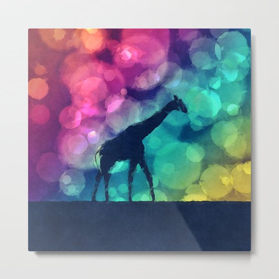 Pop Art Giraffe Silhouette Metal Print