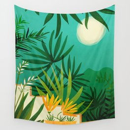 Exotic Garden Nightscape Tropics Wall Tapestry