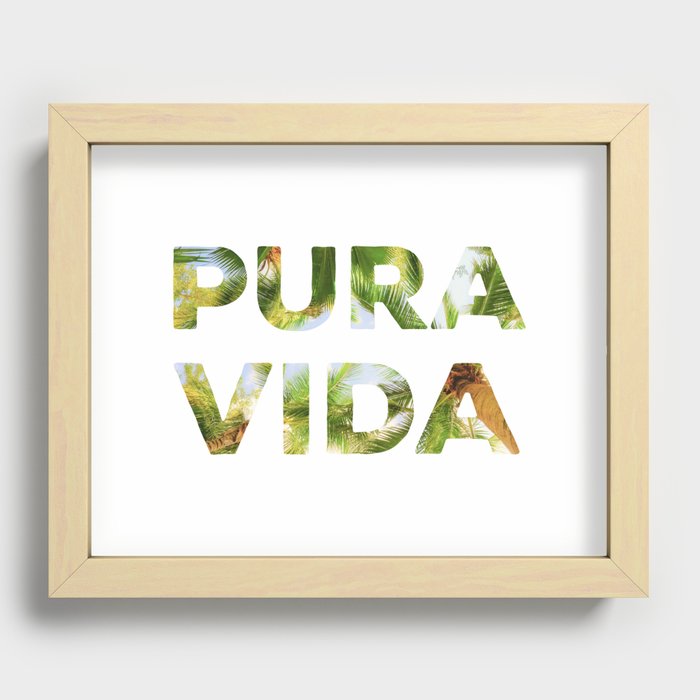 Pura Vida Costa Rica Palm Trees Recessed Framed Print