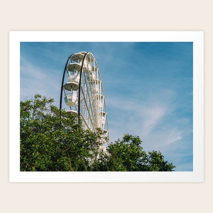 White Ferris Wheel In Fun Park Theme Park Ferris Wheel Having Fun Wall Art Decor Art Print By Radub85 Society6
