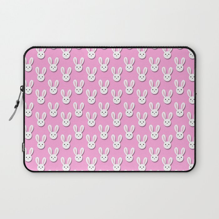 Adorable Bunny Pink Background Pattern Laptop Sleeve