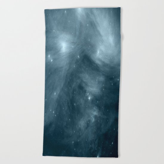Galaxy : Pleiades Star Cluster NeBula Steel Blue Beach Towel