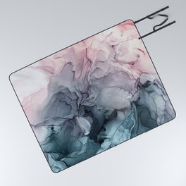 Blush and Payne's Grey Flowing Abstract Painting Picnic Blanket