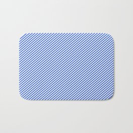 [ Thumbnail: Mint Cream & Royal Blue Colored Lines/Stripes Pattern Bath Mat ]