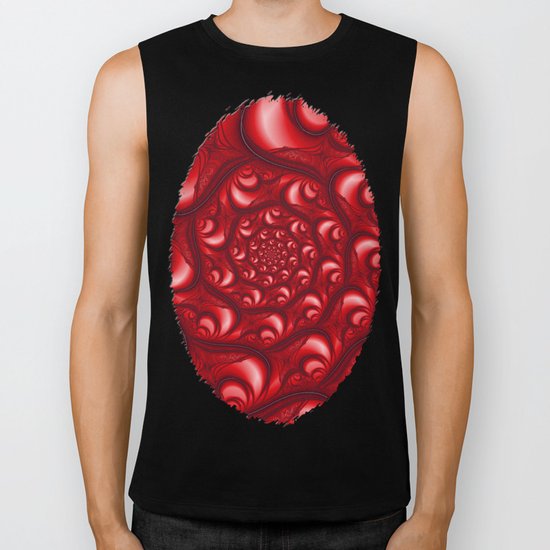 Fractal Web in Red White and Black Biker Tank