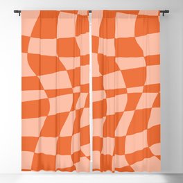 Orange twist checkered retro pattern Blackout Curtain