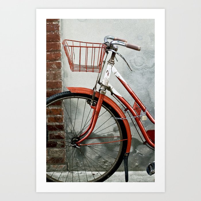 Red bicycle Art Print