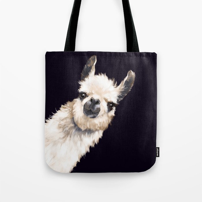 Sneaky Llama in Black Tote Bag