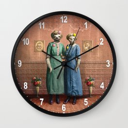 The Sloth Sisters at Home Wall Clock