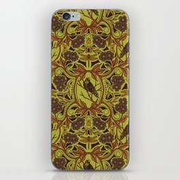 Crow & Dragonfly Floral in Retro Olive Green & Orange iPhone Skin