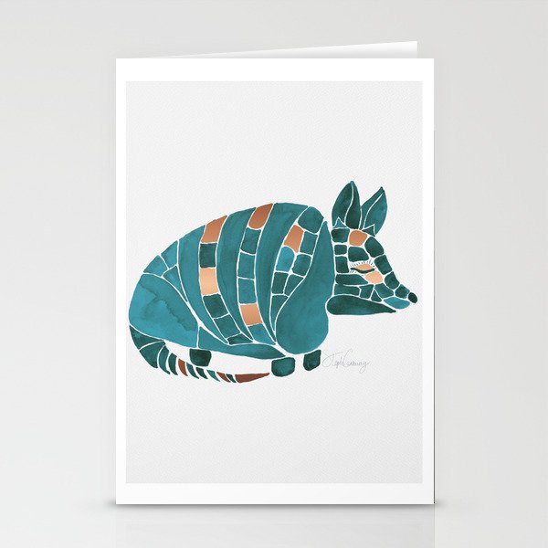 Armadillo - Turquoise and Copper Stationery Cards