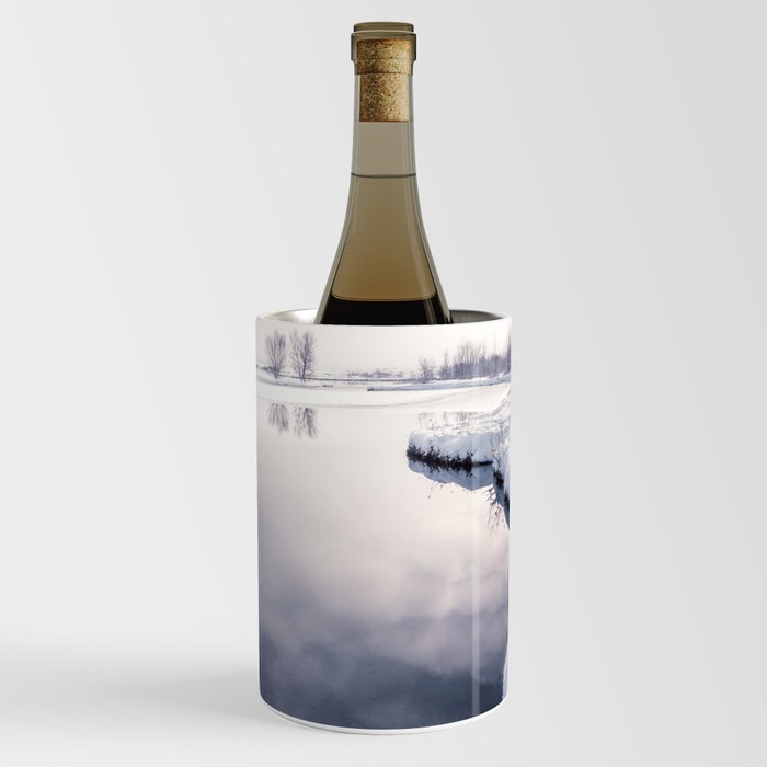 Blue Lake Reflection Winter Wonderland Iceland Thingvellir  Wine Chiller