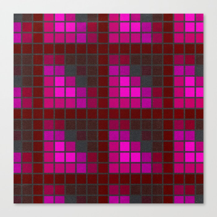 Pink Red and Green Velvet Squares Pattern Canvas Print