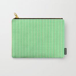 [ Thumbnail: Green & Tan Colored Lined Pattern Carry-All Pouch ]