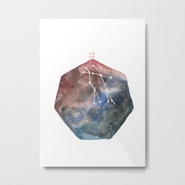 Gemini Metal Print | Gouache, Signs, Red, Blue, Watercolor, Painting, Print, Constellation, Astrology, Pagan 