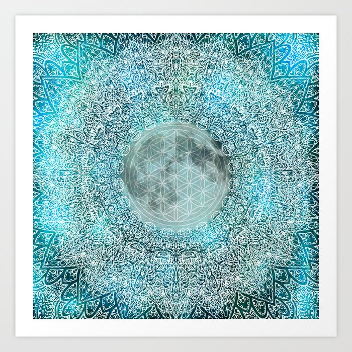 Mandala Moon Magic Spiritual Zen Bohemian Hippie Yoga Mantra Meditation Art Print