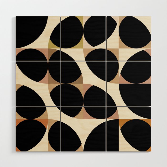 mid century black geometric shapes Wood Wall Art