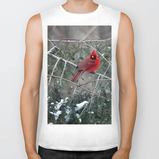 Winter Cardinal Biker Tank