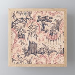 Fairytale Forest Raccoons - pink Framed Mini Art Print