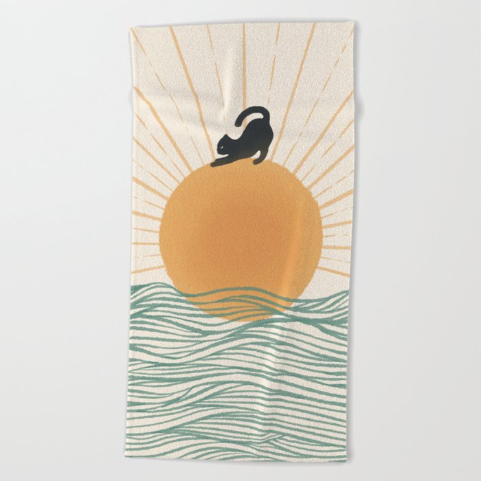 Good Morning Meow 7 Sunny Day Ocean  Beach Towel