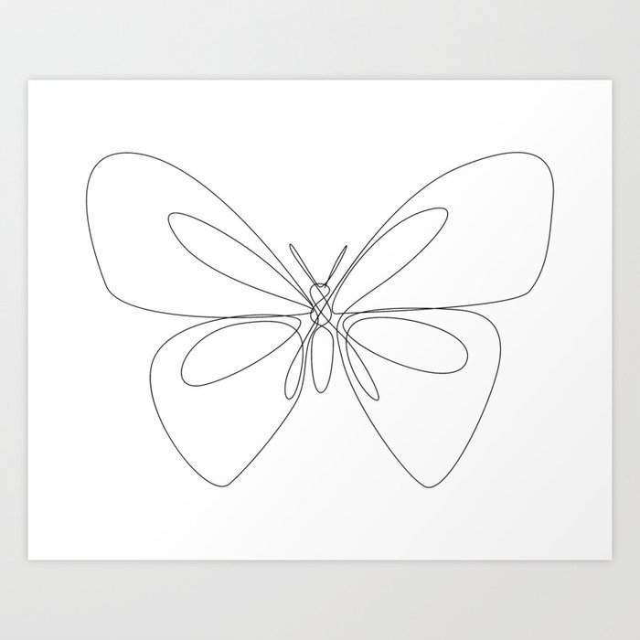 Butterfly S - single line drawing Art Print