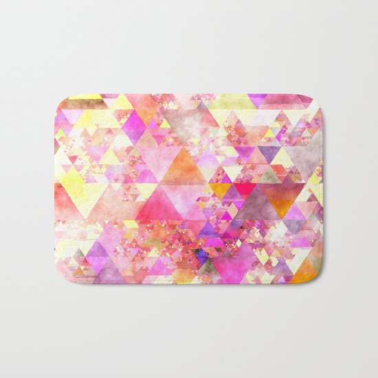 Abstract pink purple yellow -Colorful triangle pattern #Society6 Bath Mat