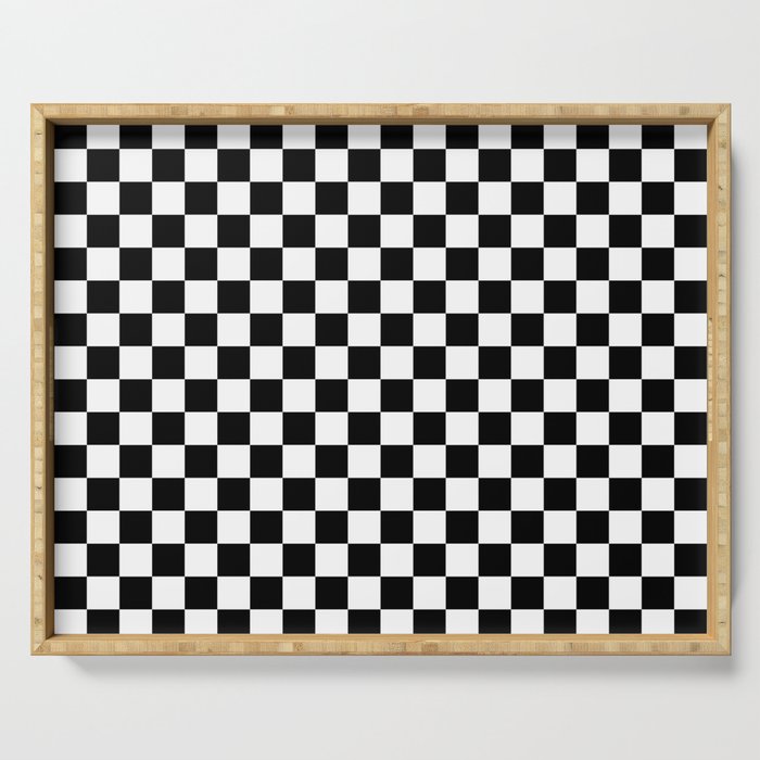 Black Checkerboard Pattern Serving Tray