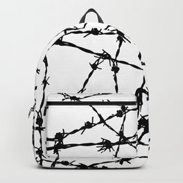 Black and White Barbed Wire Backpack | Unique, Urban, Abstract, Pattern, Graphic Design, Razor Wire, Black, Gothic, Modern, Metal 