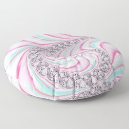 Pastel Pink Blue Candy Cane Spiral Fractal Floor Pillow