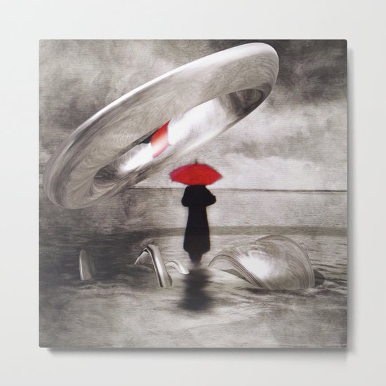 waiting in the sea, intervention Metal Print