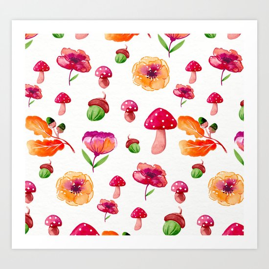 Botanical garden - watercolor Art Print