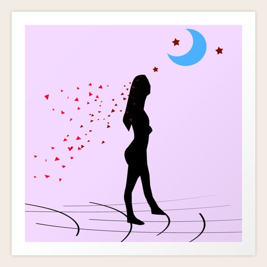 Female Silhouette Wall Art, Digital Art, Printable Wall Art, Female