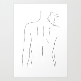 Minimal Line Drawing Man Art Print