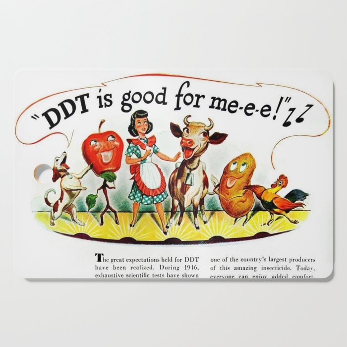 1946 Vintage 'DDT is good for me!' outrageous 'environmental friendly' orignal poster advertisement Cutting Board